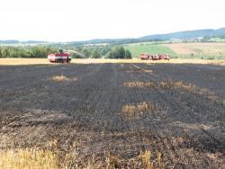 Od zadřeného ložiska shořel kombajn